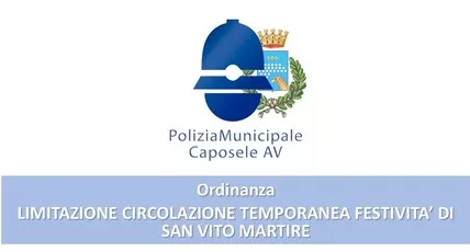Disciplina temporanea della circolazione stradale in occasione della festività di San Vito Martire